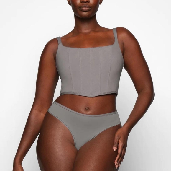 NWT SKIMS Cotton Corset Bustier Size 3X Charcoal Grey